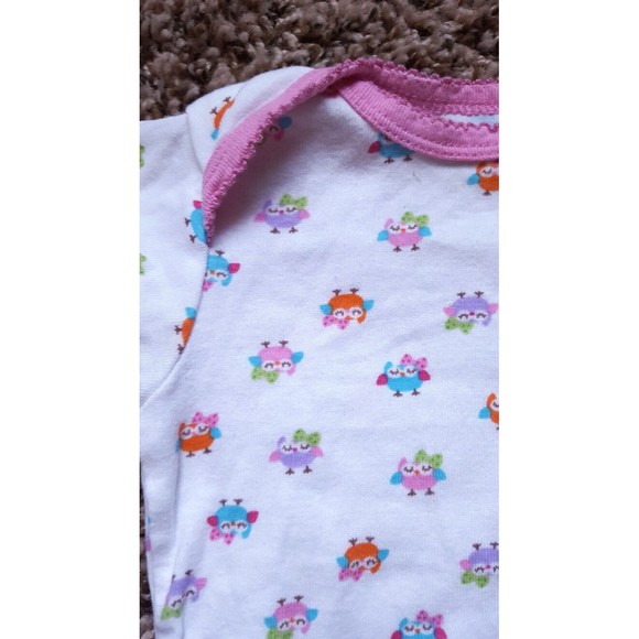 Girl's Size 6-9 M Months 3 Piece Blue Velour Hooded Jacket, Owl Top & Dot Pants - Picture 7 of 9